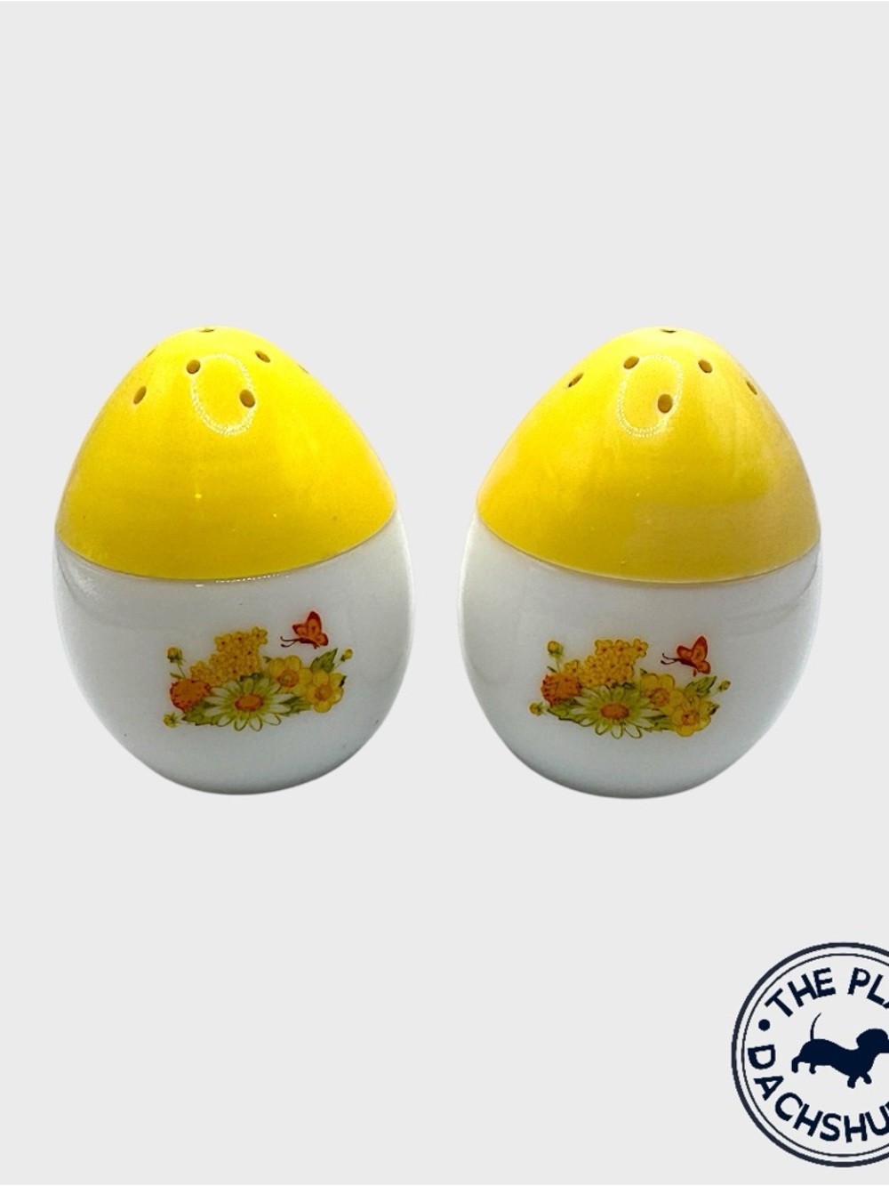 Vintage Avon Yellow Floral Egg Salt and Pepper Shaker Set